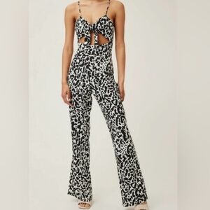Lita by Ciara King Cheetah Print Jumpsuit Cutout NEW